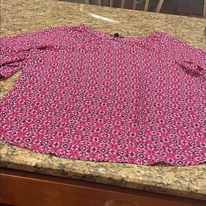 Roz & Ali Vibrant Pink Blouse with Black Accents
